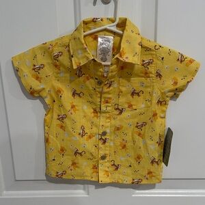 Disney Yellow Tigger Print Button Down Shirt
